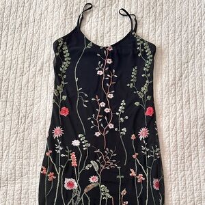 Guess Black Dress with Floral Embroidery